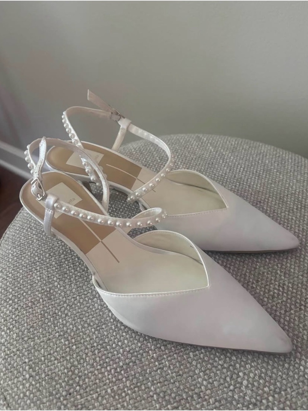 Dolce Vita Pearl-Strap Pointed Toe Slingbacks - Ivory